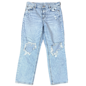 AEO Light Blue Super High Rise Ankle Straight Leg Distressed Jeans SKU1395